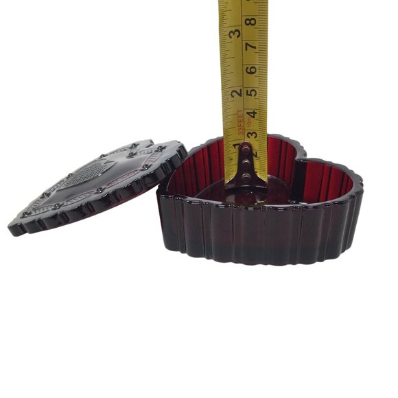 Vintage Avon 1876 Cape Cod Collection Ruby Red Glass Heart-Shaped Trinket Box - Picture 14 of 14